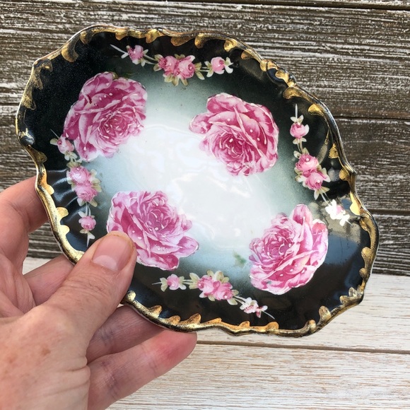 Antique Victorian porcelain hand painted rose dish - Picture 10 of 10